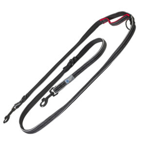 Dog Control Leash zwart 220cm lang, 15mm breed hond