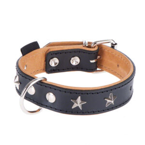Maat 60: 45 - 55 cm halsomvang - Heim Leren Halsband Stars