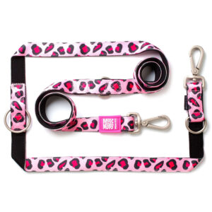Max & Molly Multifunctionele Hondenlijn Leopard Pink Maat S 200cm lang 15mm breed