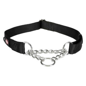 Trixie Premium Trek-stop Halsband zwart L-XL: 45-70cm Halsomvang, B 25mm