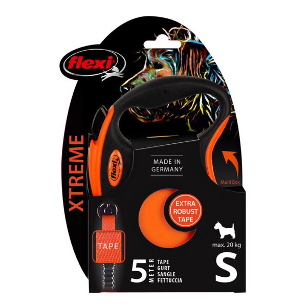 flexi Xtreme riemriem oranje, 5 mtr - S: tot 20 kg